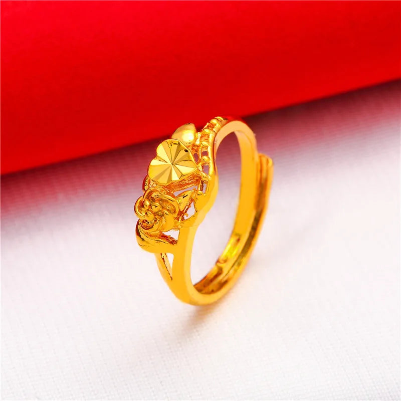 ANIID Dubai Gold Color Ring For Women Resizable Brazilian Wedding Bride Arabic Ethiopian Finger Ring Nigerian Jewellery Moroccan