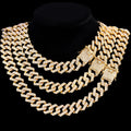 13/14/20MM HipHop Iced Out Chain Cuban Link Chain Necklace For Men Gold Silver Color Rhinestone Pave Men's Birthday Jewelry Gift
