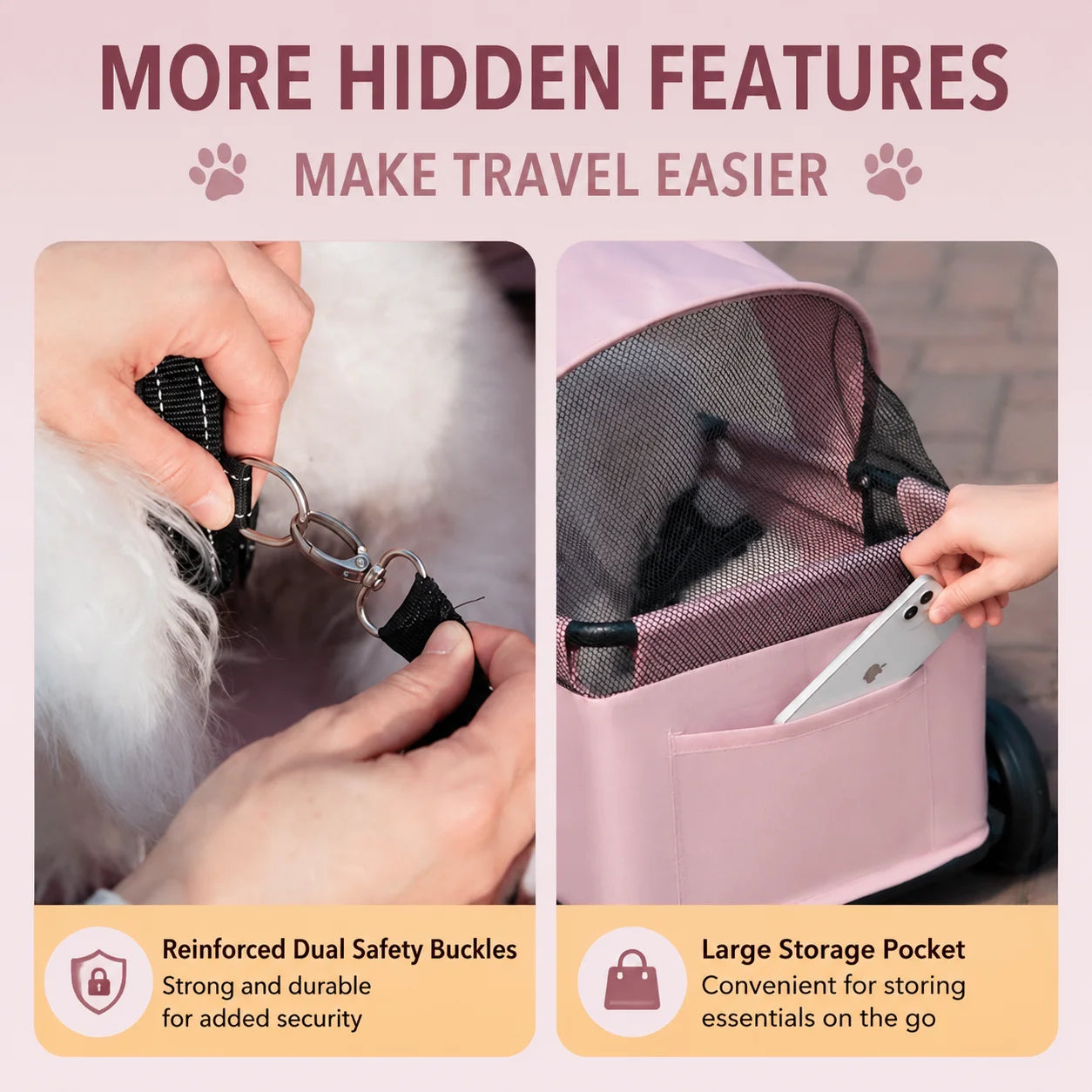 Pet Stroller Dogs Cats Teddy Bear Baby Stroller Small Pet Stroller Light and Foldable Suitable Outdoor Travel Dog Cat Supplies