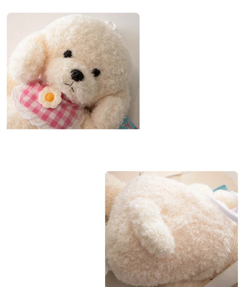 35/45CM Teddy Dog Backpacks Stuffed Animal Poodle Bag Plush Adjustable Schoolbags Kindergarten Plush Backpack Toys Gifts