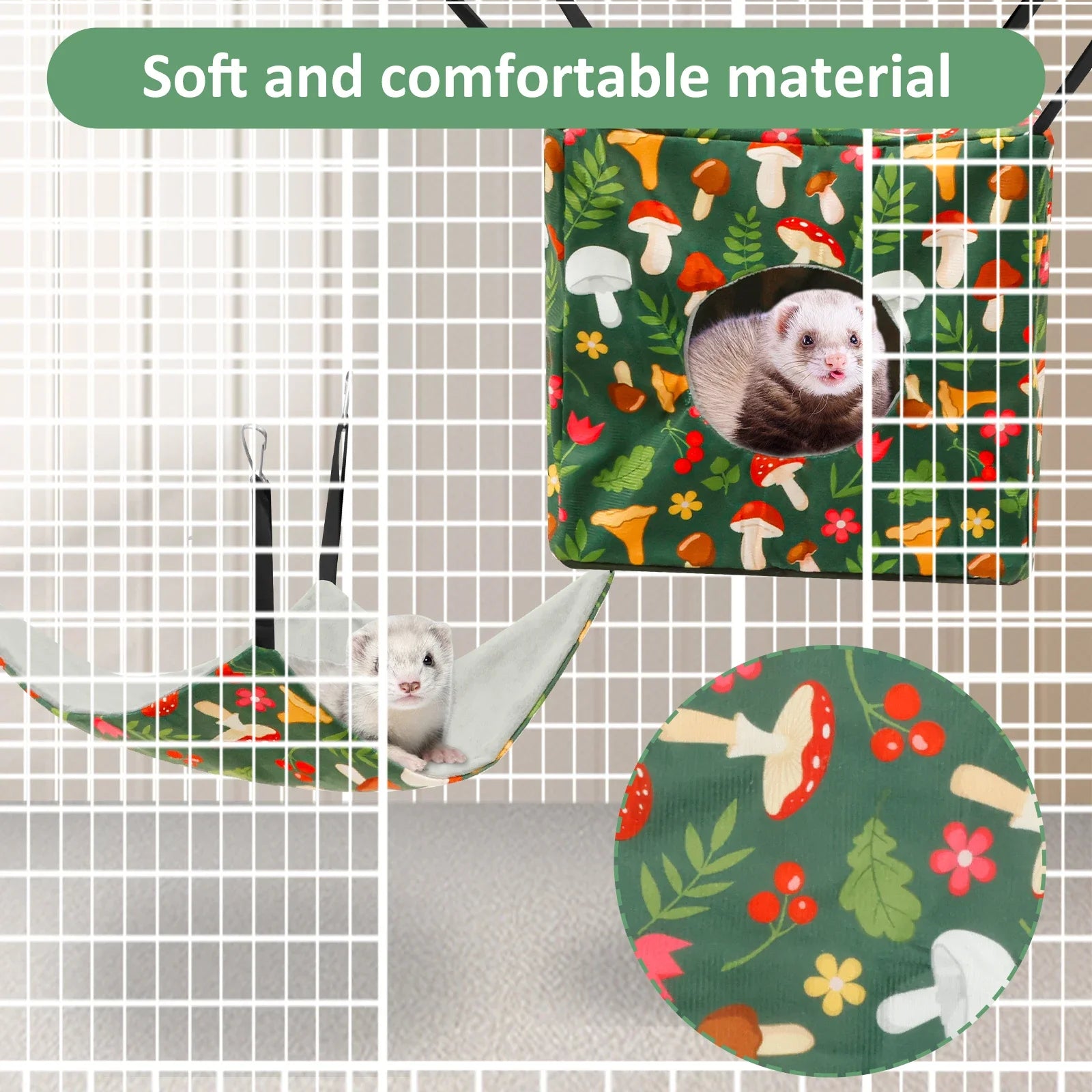 4Pcs Hamster Hammock Set Washable Guinea Pig Hideout Bed Soft Ferret Hanging Nest for Chinchilla Glider Squirrel