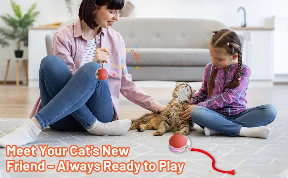 New Cat Interactive Ball Toy Automatic Rolling Ball Faux Tail Rechargeable Smart Pet Electric Toy Dog Cat Training Imitate Mouse