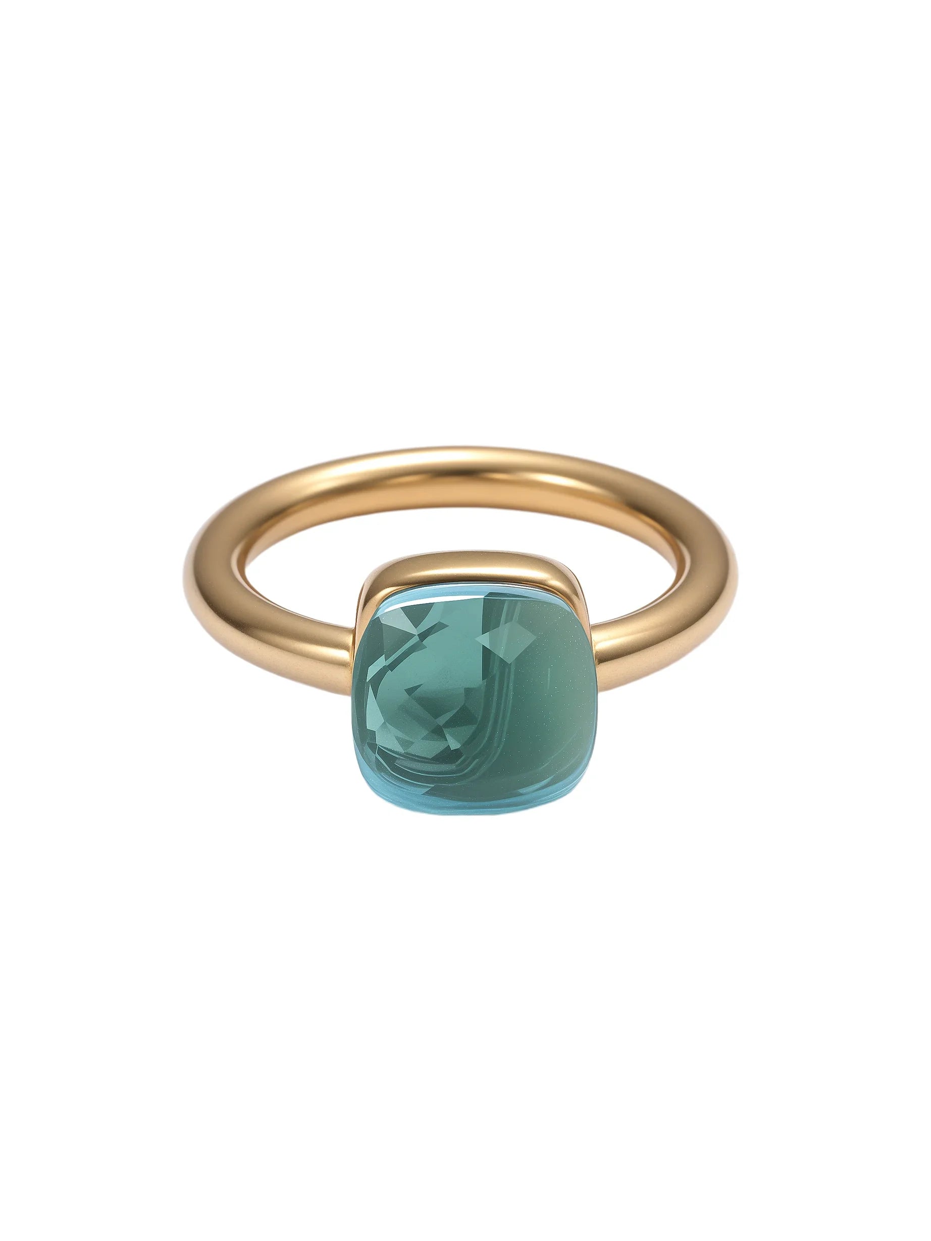 Colorful Crystal Nude Ring for Women 18K Gold Plated Stainless Steel Candy Color Square Stone Statement Rings Jewelry Gift