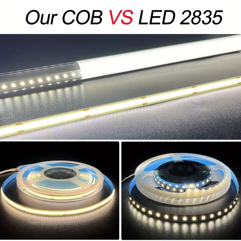 5V COB LED Strip Lights 3key Dimmable Flexible Tape Ribbon White Warm White Lighting for Room TV Mirror Backlight Wall Decor