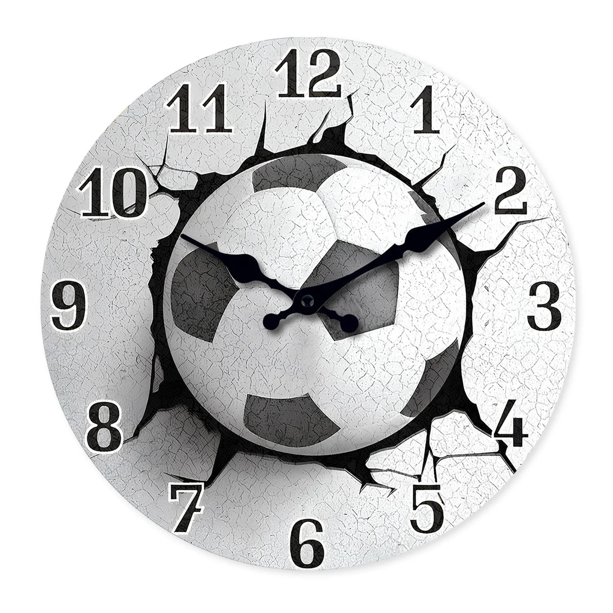 Creative and Unique Football Pattern Wooden Wall Clock for Living Room, Bedroom, Kitchen, Home Decoration, Silent Quartz Clock, Holiday Gift, 10 Inches, 12 Inches (No Battery)