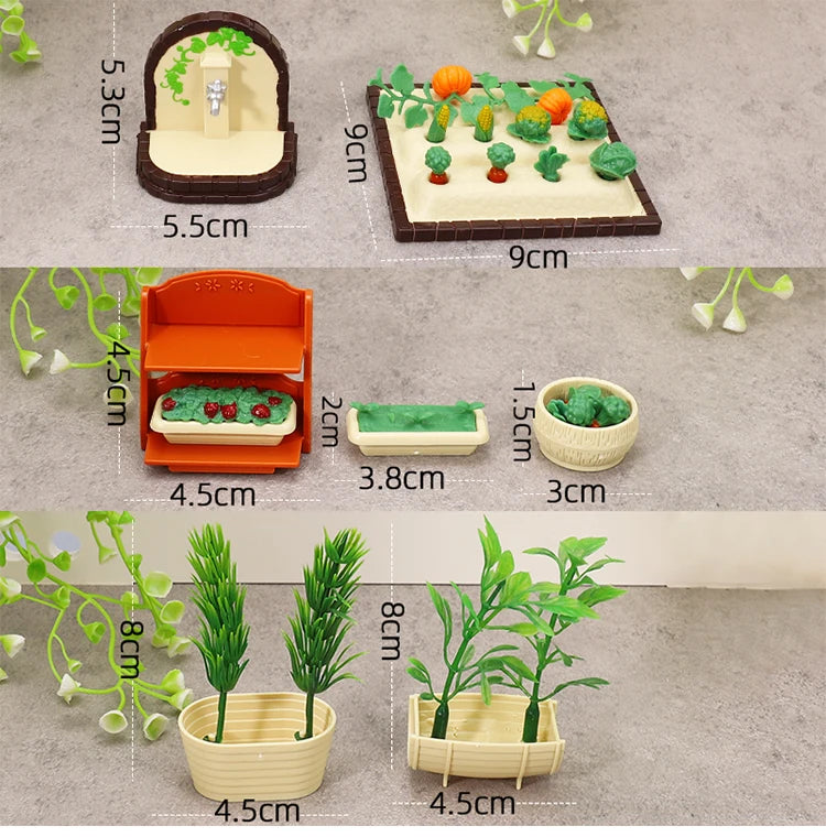 DIY Forest Family 1/12 Kitchen Furniture Bathroom Bedroom Bakeware Sets Miniature Model Dollhouse Accessories Refrigerator Gift