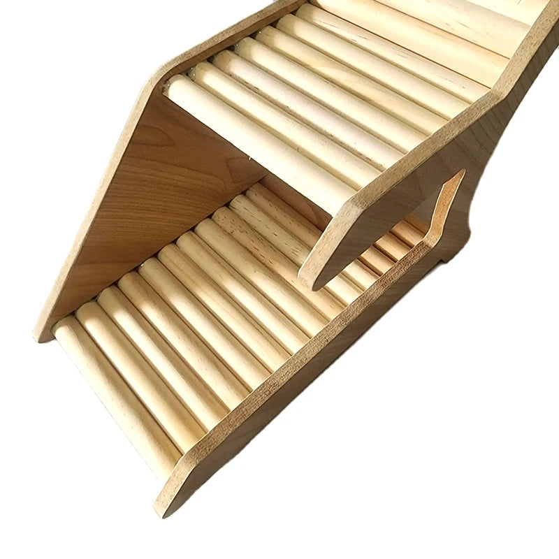 Wood Hamster Hideaway Toy Wooden Hamster House with Climbing Ladder Small Animals Castle Home for Dwarf Mice Gerbils Small Pets