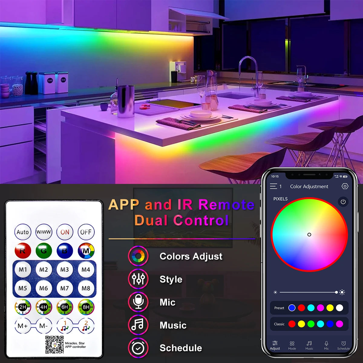 5v Smart RGB Neon Light Strip USB App/Remote Control Music Sync Waterproof Flexible Neon Strip for Bedroom Game Party Decoration