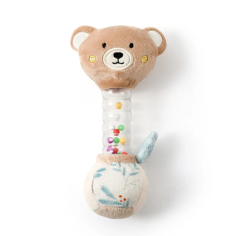0-12Baby Bear Rattle Early Learning Educational Toy Sensory Soothing Soft Plush Animal Rattle for Crib Handheld Baby Toy Toddler