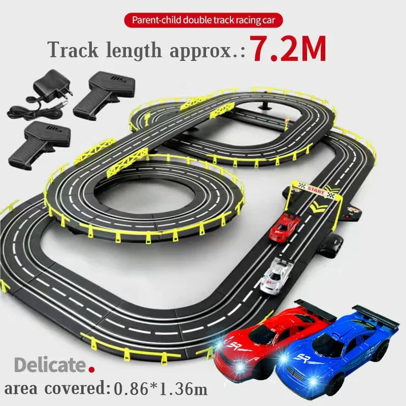 Electric Slot Track Set,1:43 Scale Dual Control Racing Car Toy, Large Double Player Racing Track Vehicle Gift for Boys Ages 8-10