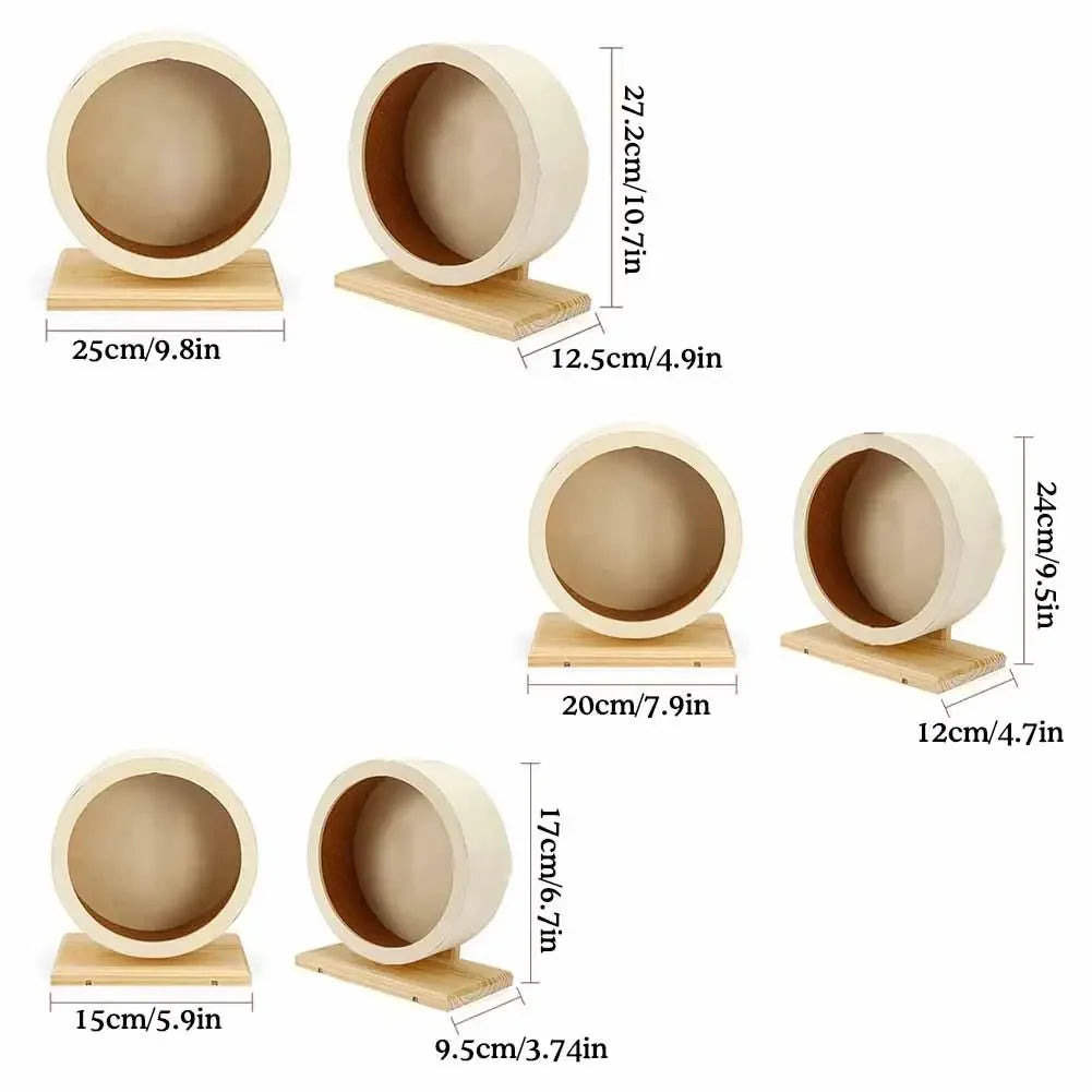 Mute Wooden Hamster Silent Running Wheel With Cork Pad Bracket