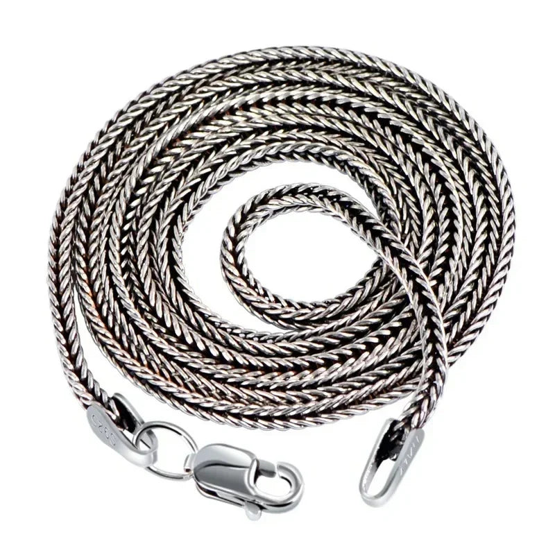 S925 pure silver Fox Tail Sweater Chain For Men And Women Retro Style Bracelet With Thick 3mm Woven Vhain