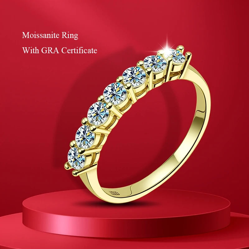 1.0mm-3.5mm Round Brilliant Cut Moissanite Wedding Rings Half Eternity Band 925 Silver Lab Diamond Wedding Ring With Certificate
