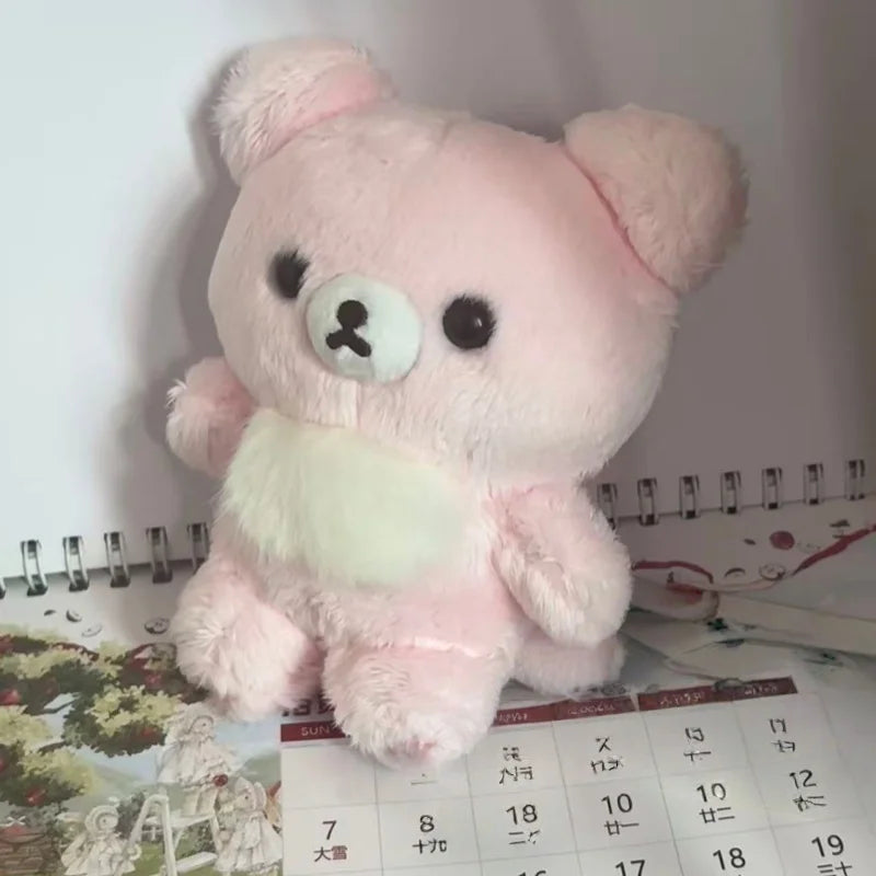 Sweet Pastel Pink Rilakkuma Bear Plush Adorable Toy Sweet Doll Full Fluffy Round Body Smooth Short Plush For Kawaii Lovers