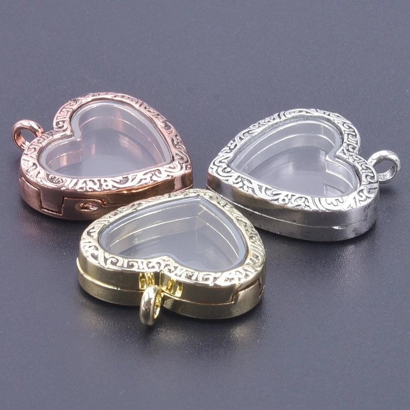 10Pcs/Lot Openable Round Living Reliquary Picture Locket Pendant Glass Floating Cremation Urn Medaillon Colgantes Jewelry Making