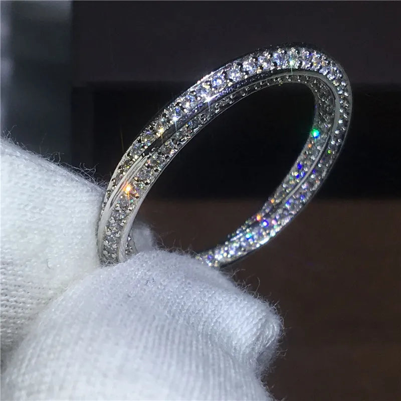 infinity ring S925 Sterling Silver Micro pave Moissanite Engagement Wedding Band Rings for women Party Jewelry