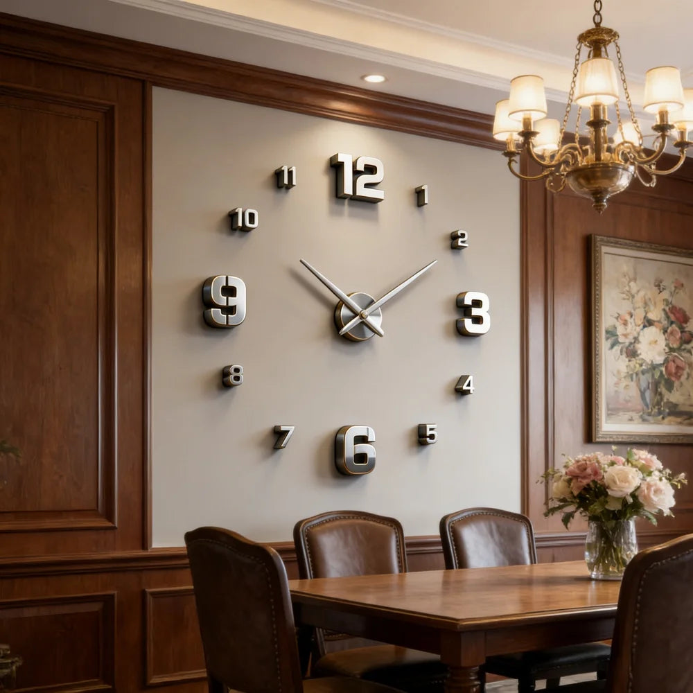 New Modern Design Large Wall Clock 3D DIY Quartz Clocks Fashion Watches Acrylic Mirror Stickers Living Room Home Decor Horloge