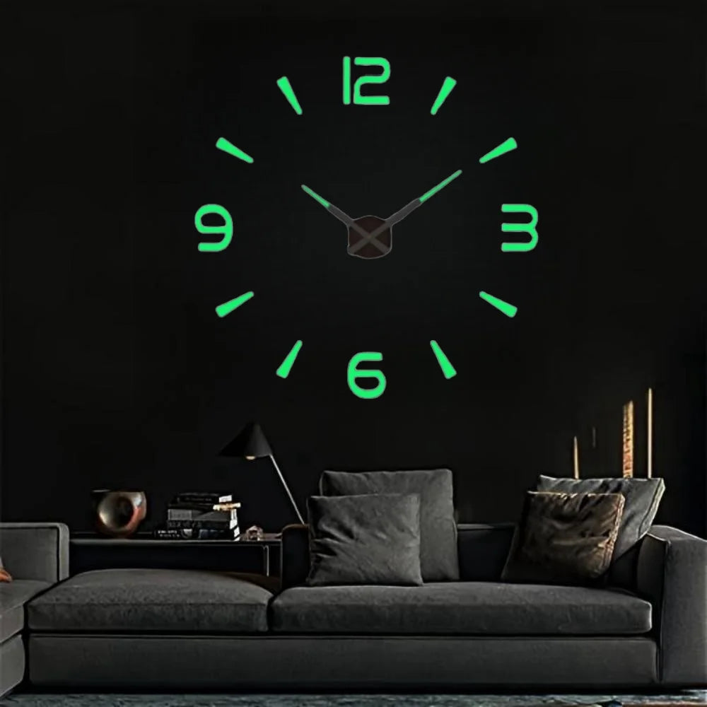 Large 3D Wall Clock Luminous Classic Wall Clocks DIY Digital Clock Wall Watches Stickers Silent Clock for Home Living Room Table