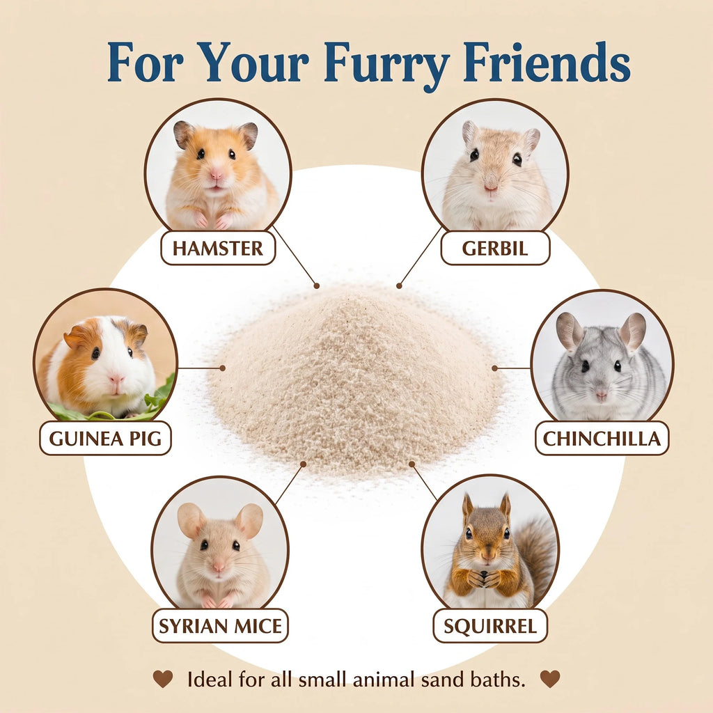 Premium Hamster Grooming Bath Sand Pet Dry Clean Bedding Pure Silica Dust Free Odor Control for Mice Gerbils Small Animal, 500g