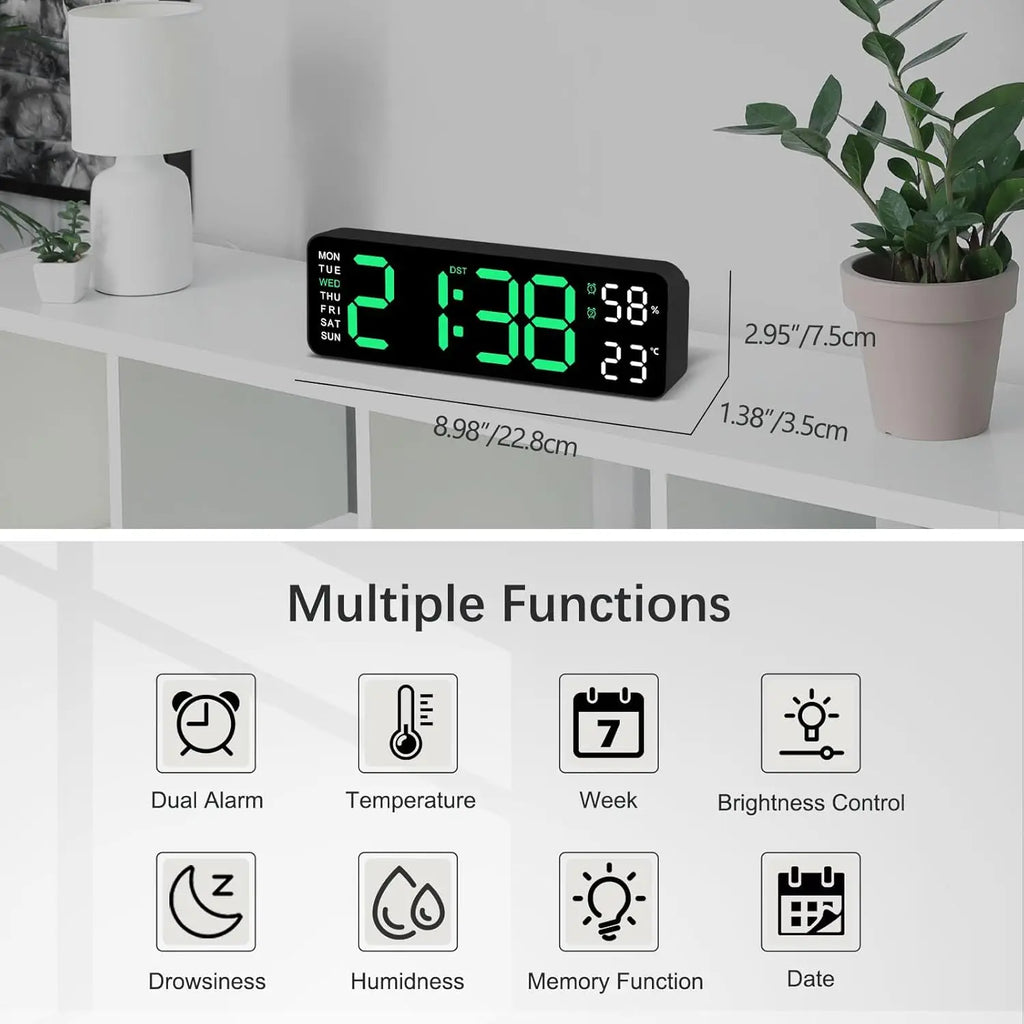 USB Smart Mute LED Electronic Wall Clock Modern Desk Clock Night Alarm Minimalist Thermometer Clock Home Decor For Room