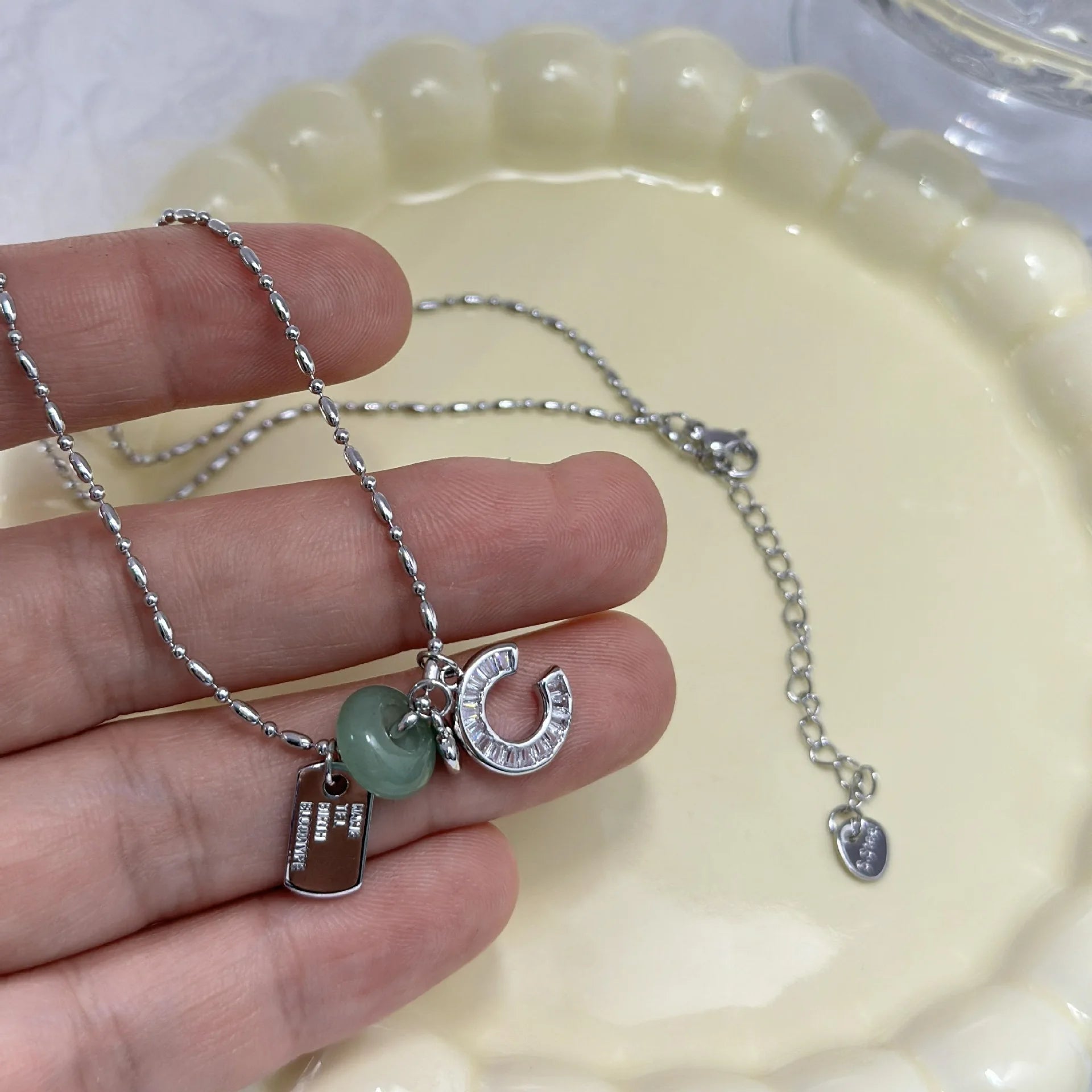 VENTFILLE 925 Sterling Silver Zircon Love Heart Necklaces for Women Girl Moon Luck Hotan Jade Jewelry Dropshipping