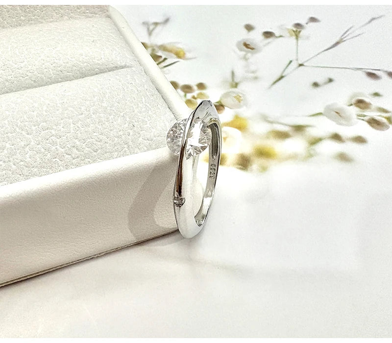 Sola-Bling 100% Pass Diamond Tester Moissanite Ring 925 Sterling Silver Rings For Women Sparkling Wedding Eternity Jewelry
