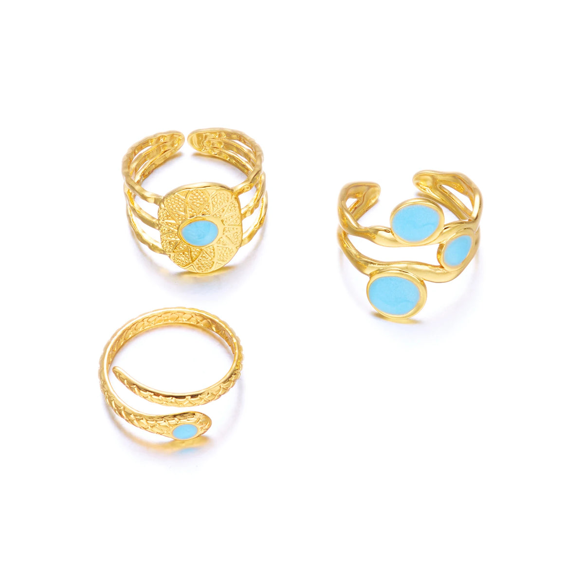 Stainless Steel French Vintage Ethnic Color Gemstone Ring for Women Punk Personality Stackable Open Finger Ring Hand Jewelry