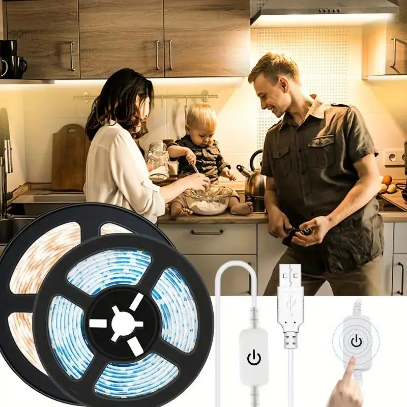 DC 5V USB LED Strip Light Touch Switch Dimmer Flexible LED Tape Ribbon 2835 DIY TV Backlight Mirror For Wardrobe Cabinet Decor