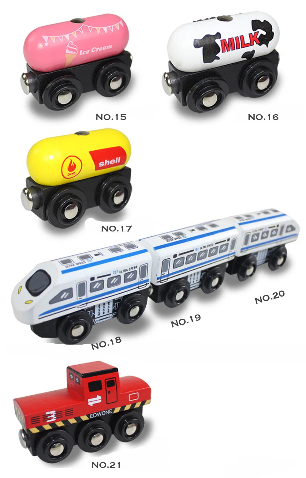 1pcs Magnetic Train Toys Wooden Train Locomotive Car Truck Railway Accessories Fit for Wooden Tracks Toys Gifts