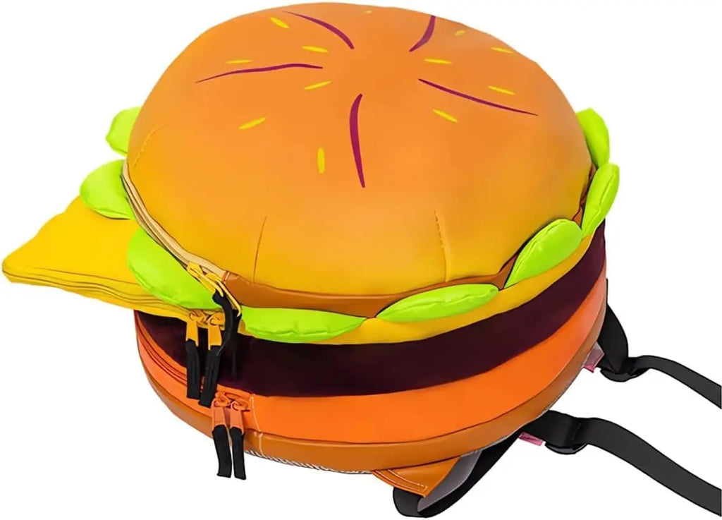 Cartoon Cheeseburger Backpack Multi-Compartment Cute Large Capacity Funny Plush Hamburger Burger Backpack Daypack for Kid Adult