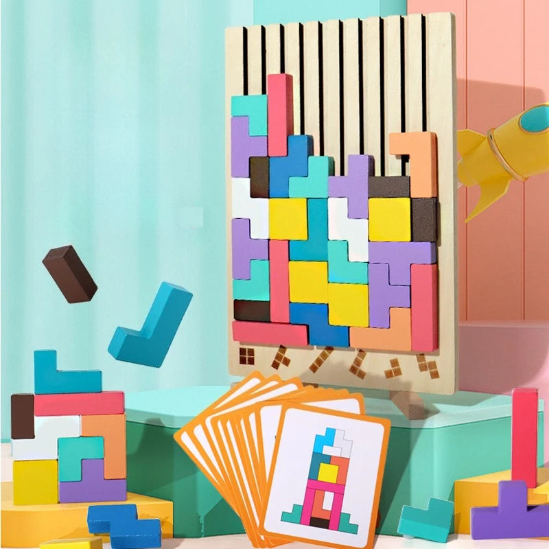 3D Wooden Puzzle, Building Blocks, Puzzle Game, Baby Logic Training Puzzle Toys, Parent-Child Interactive Games