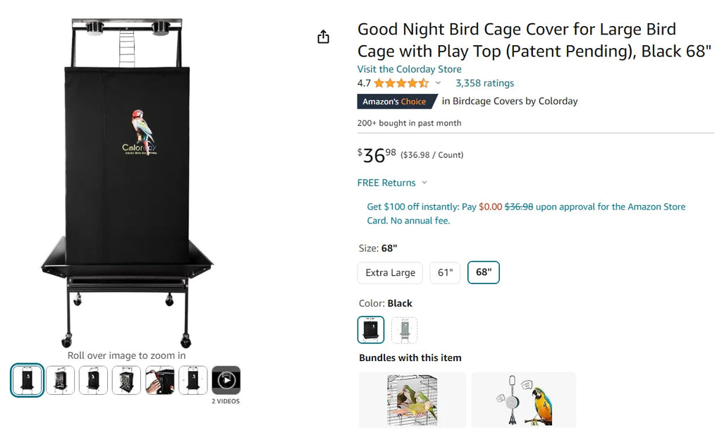 Black Bird Cage Shading Cover, Large Universal, Blackout, Breathable Parrot Cage, Good Night Covers