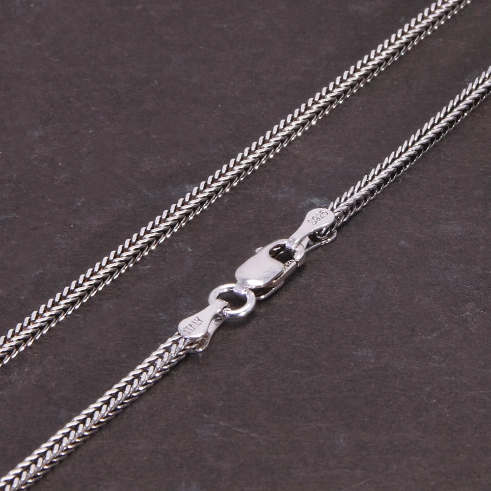 Pure Silver Jewelry Wholesale S925 Pure Silver Fox Tail Sweater Chain For Men And Women Vintage Style Thick Chain 3.0mm Necklace