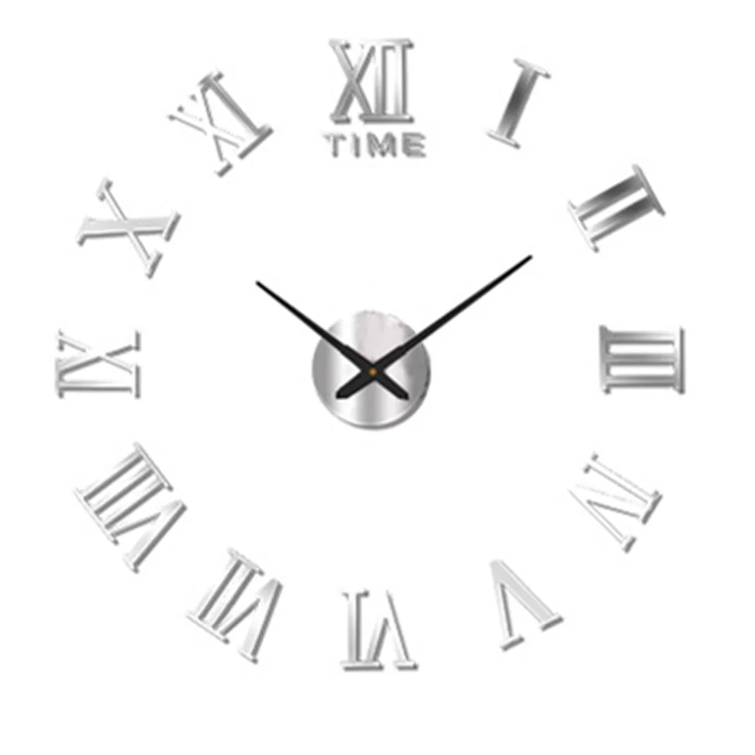 2D/3D Large Roman Numeral Acrylic Mirror Wall Clock Sticker Fashion DIY Quartz Clocks Watch Home Decoration Living Room Stickers