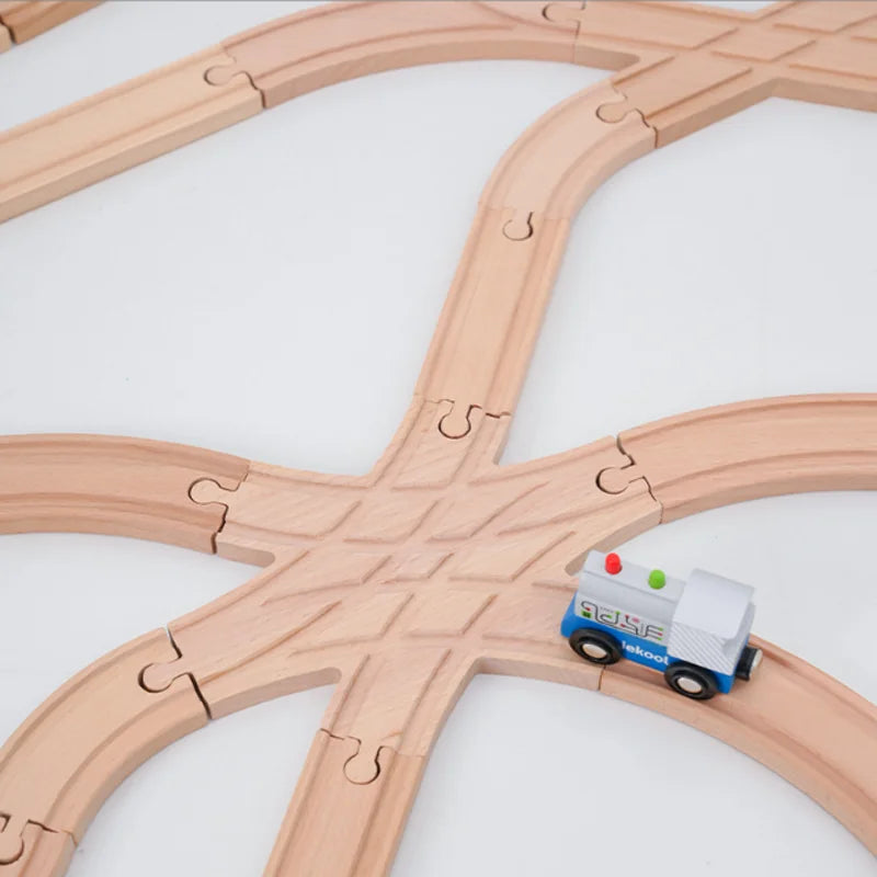 New Wooden Railway Track All Kinds Fork Rail Bifurcation Beech Wood Track Accessories Fit for Thomos Wooden Train Tracks Toy