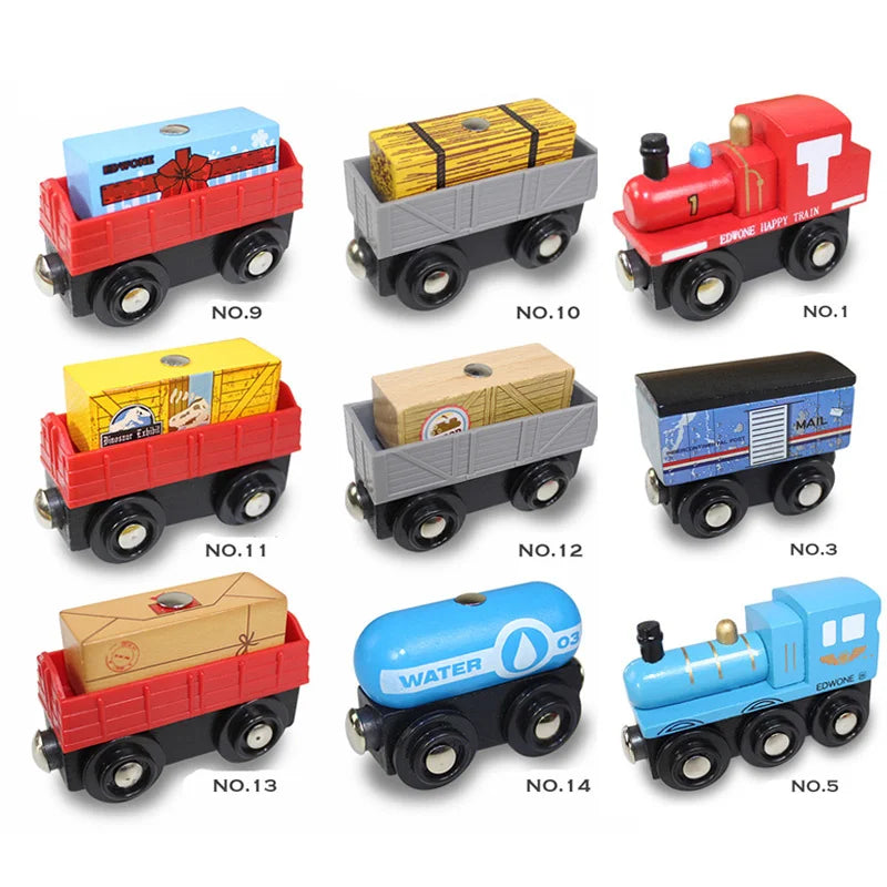 1pcs Magnetic Train Toys Wooden Train Locomotive Car Truck Railway Accessories Fit for Wooden Tracks Toys Gifts