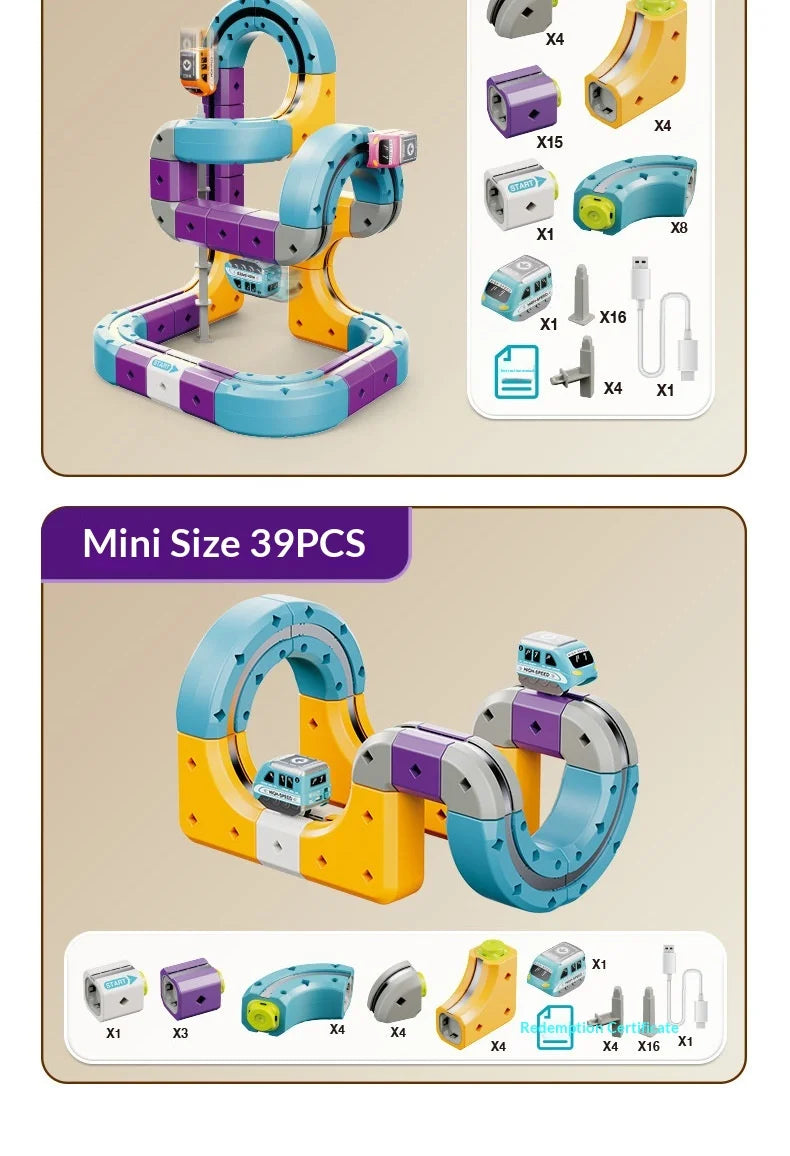 Magnetic Building Blocks Track Car Variable Assembled Track Puzzle Educational Toy For Adult Family Interactive Game School Gift