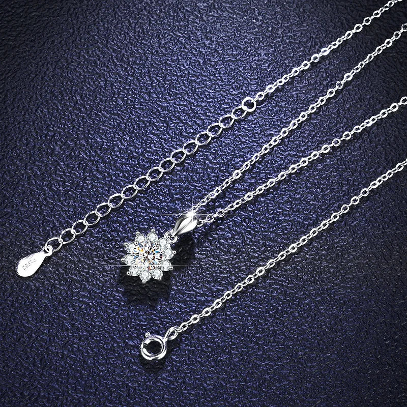 Fashion Luxury Trendy Classic 1ct GRA Moissanite Irregular Sqaure Necklace For Charm Women 925 Silver Party Jewelry Gift