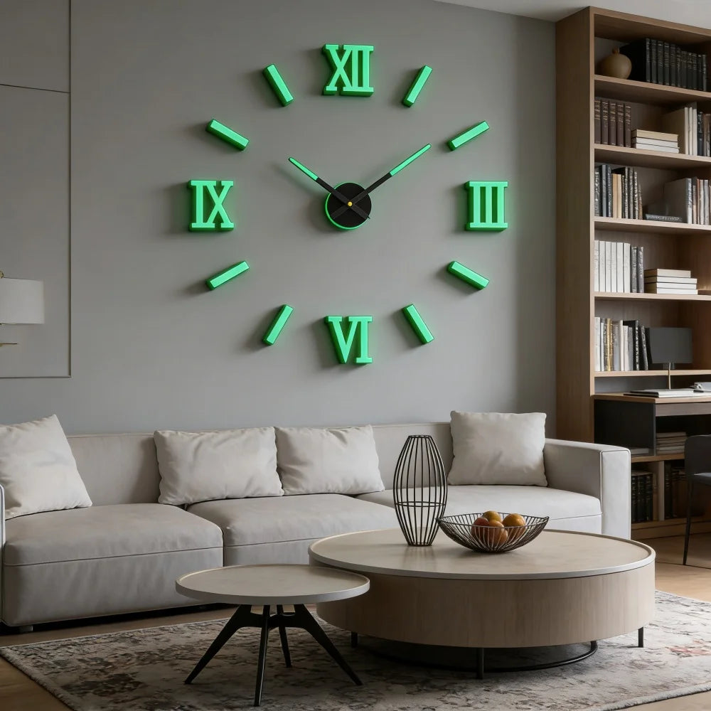 2026 Modern Design Large Wall Clock 3D DIY Quartz Clocks Fashion Watches Acrylic Mirror Stickers Living Room Home Decor Horloge