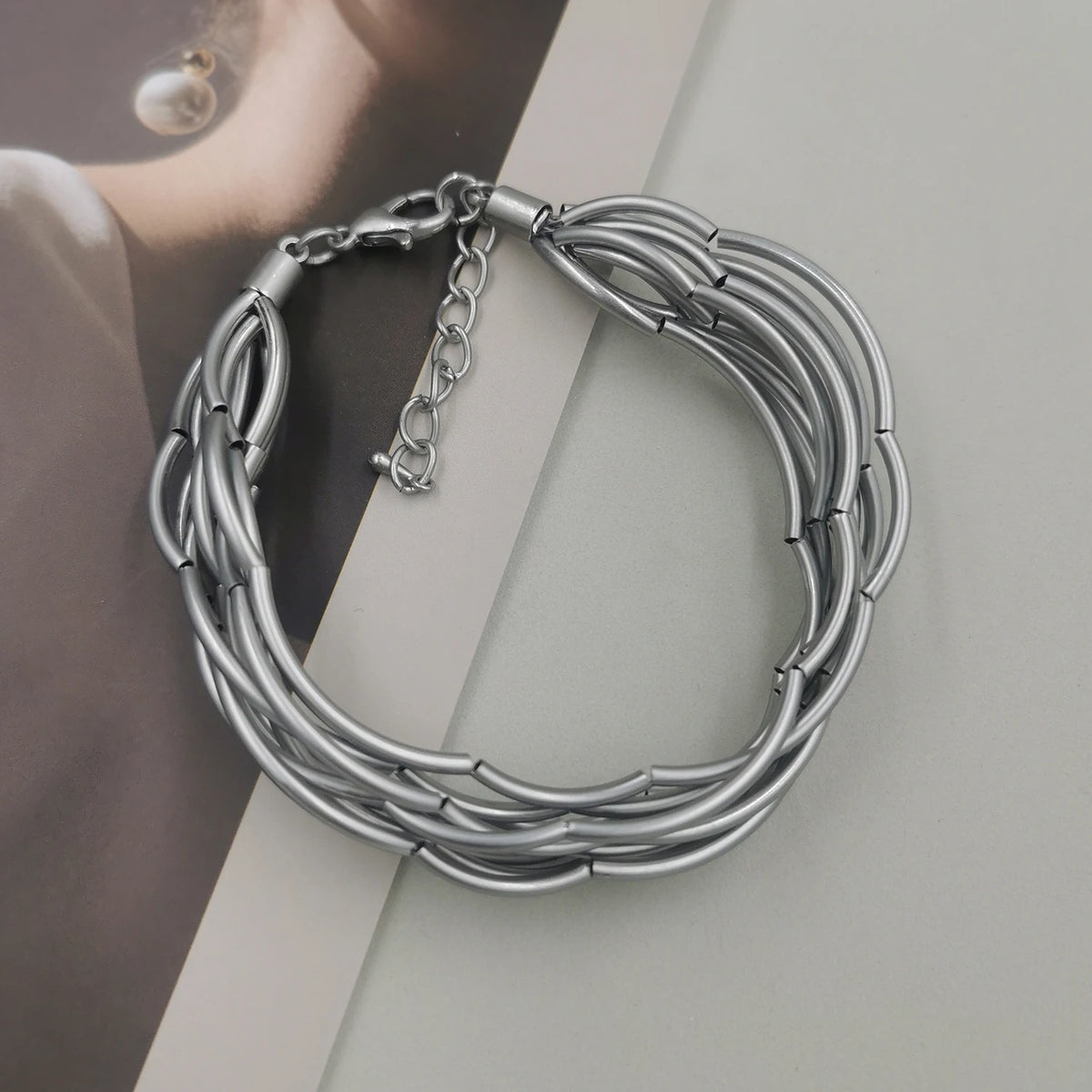 STRATHSPEY Fashion New Long Irregular Copper Tube Necklace For Women Statement Chunky Multi Lay Jewelry