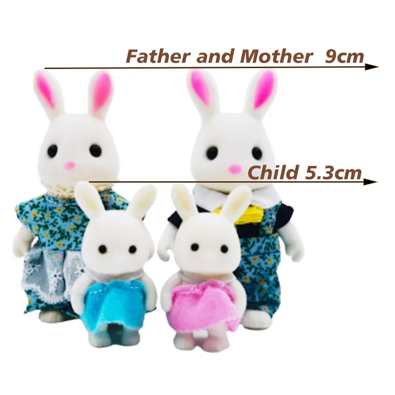 Forest Animal Family 1/12 Dollhouse Furniture Bedroom Kitchen Bathroom Set Miniature Simulation Dolls Accessories DIY Toys Girls