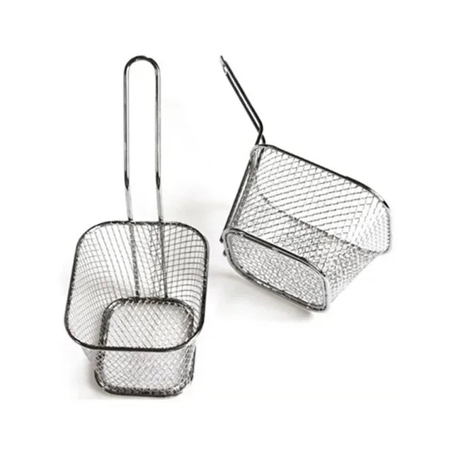 1/2/8Pcs Stainless Steel French Fries Basket Mesh Kitchen Frying Tools Colander Mini Chips Fryer Cooking Frying Basket Strainer