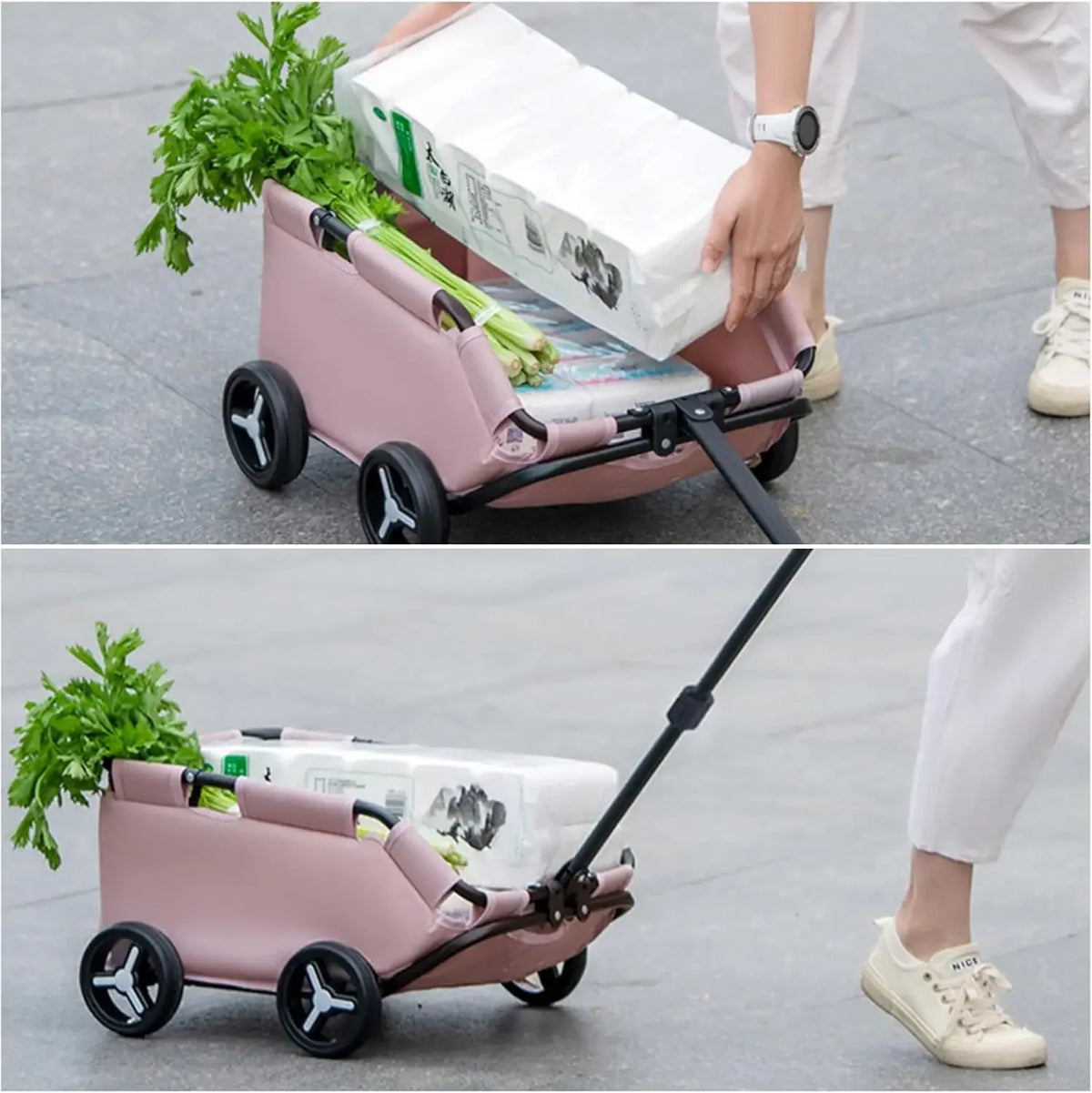 Lightweight Foldable Pet Stroller 4 Wheels Small Dog Handcart Comfortable Handlebars Foldable Dog Stroller for Small Cats & Dogs