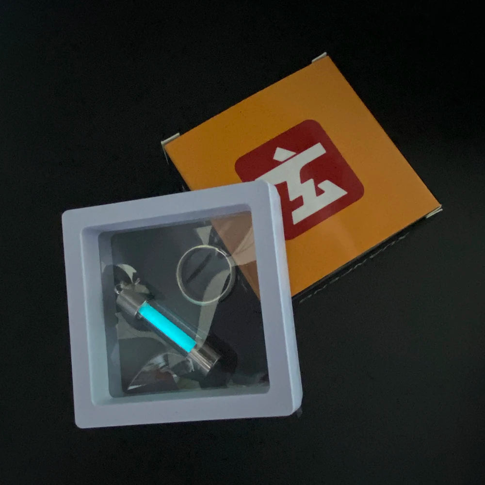Outdoor signal light luminous tube pendant edc keychain luminous pendant stainless steel glass material luminous pendant