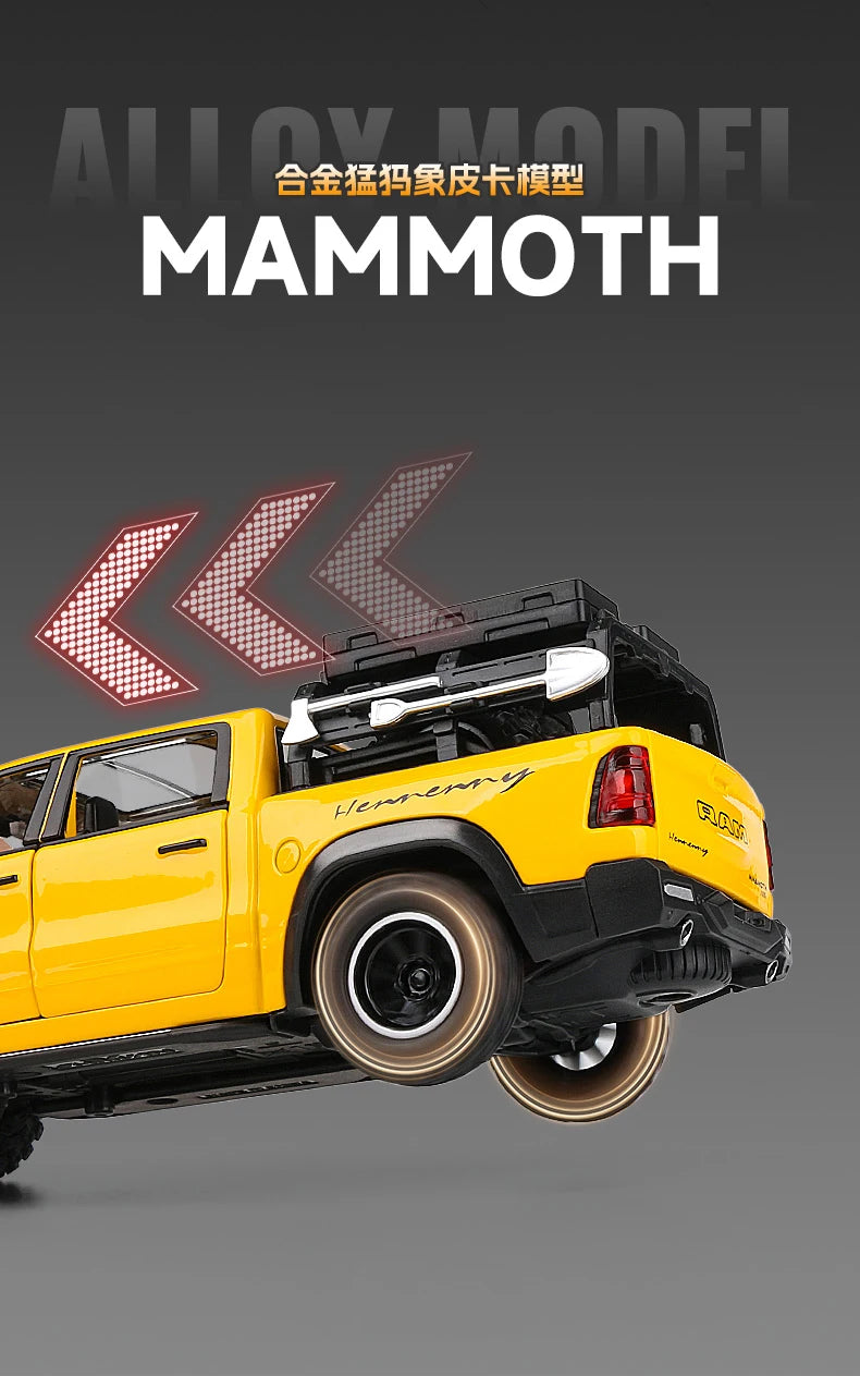1:32 Dodge RAM 1000 TRX Mammoth Picku Alloy Car Model Sound And Light Pull Back Children's Toy Collectibles Birthday Gift