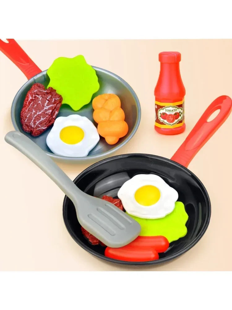 Play house cooking kitchen utensils toys kitchen simulated stir-frying pan steak food pan toys