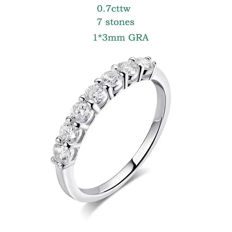 TY 0.7CT 3mm Gemstone Moissanite Rings for Women S925 Silver Matching Wedding Diamonds Band Stackable Ring White Gold Gift