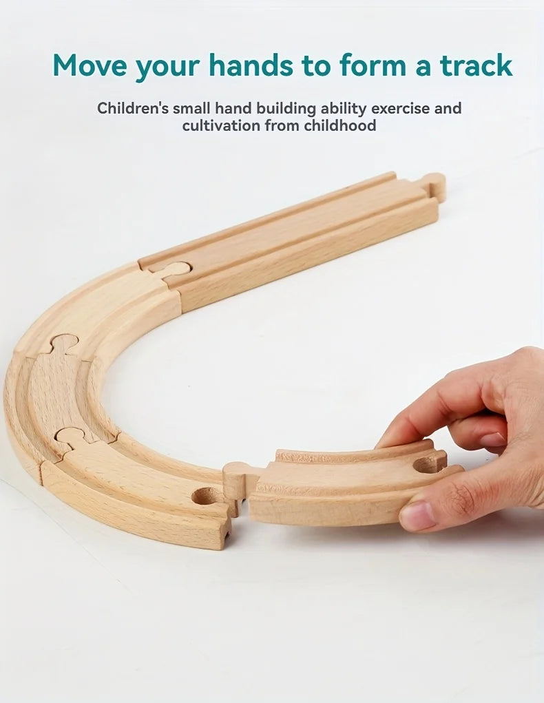 Wooden Rail Car Toy Children's Train Puzzle Assembly Early Education Toy Boy and Girl Birthday Gift Set
