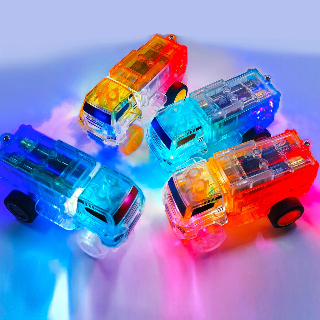 Tracks Cars Compatible Glow in the Dark LED Flashing Light Toy Cars Set for Most Race Tracks - Light up Cars for Kids