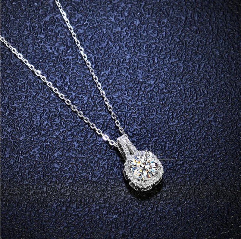 Fashion Luxury Trendy Classic 1ct GRA Moissanite Irregular Sqaure Necklace For Charm Women 925 Silver Party Jewelry Gift